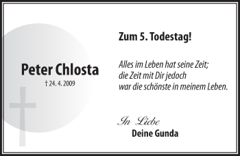 Traueranzeige von Peter Chlosta von Pegnitz-Zeitung